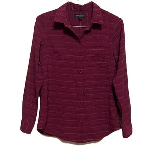 Women’s BANANA REPUBLIC, Classic Fit, Long Sleeves, Collared Top, Burgundy, Med